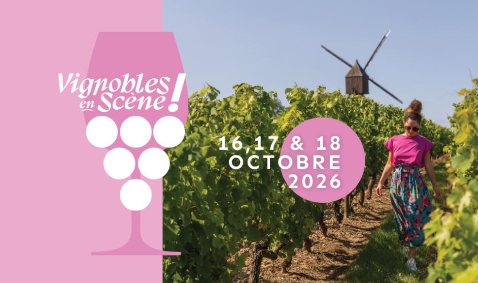 Visuel de l'événement Vignobles en Scène avec femme dans les vignes